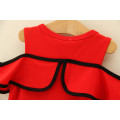 Wholesale children clothes casual knit dress red sleeveless one-piece dress girl fashion